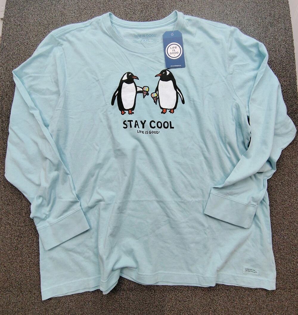 New Life is good Stay Cool Penguin Graphic Longsleeve tee Men's Size 3XL